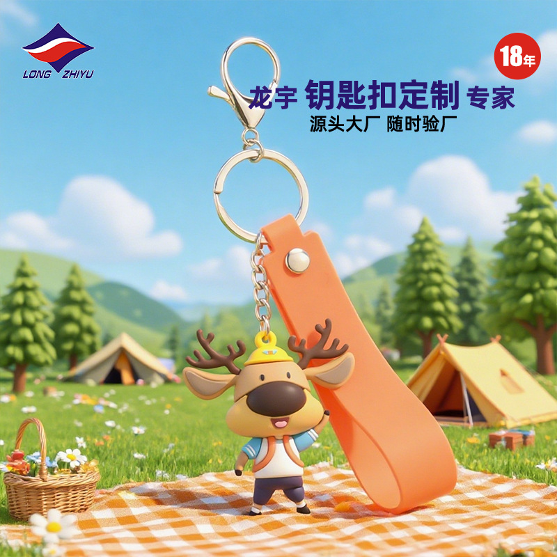 Longzhiyu ผู้ผลิต OEM 18 ปี พวงกุญแจกล่องสุ่มลายการ์ตูนแบบสั่งทำ จี้พวงกุญแจตุ๊กตามาสคอต PVC แบบปรับแต่งได้