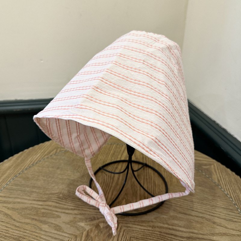 Verano ocio gorra de sombrero de sombrero de sombrero de pescador a rayas frescas simple correa de marea para cubrir la cara gorra de viaje de protección solar