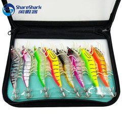 Squid Hook Sea Fishing Gear Glow-in-the-Dark Wood Shrimp Squid Jig Cuttlefish Hook Soft-Shank Shrimp Fluorescent Lure Artificial Hook