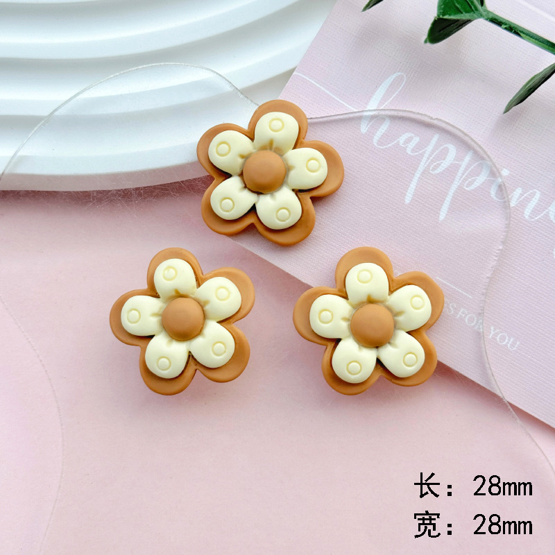 Curry esmerilado oso conejo resina diy accesorios joyería caja de teléfono móvil agujero zapatos agujero parches clip para el pelo material de joyería para el pelo