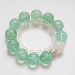 【一夕风雅】天然绿萤石水晶手串女款显白百搭白幽灵手链批发