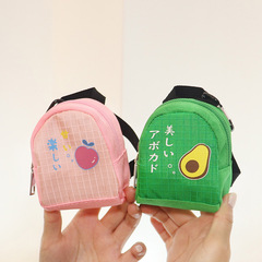 New Product Solid Color Japanese Fruit Canvas Minimalist Wallet Small Purse Style Mini Storage Bag Red Keychain Ornament