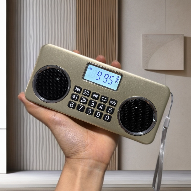 Radio para personas mayores portátil recargable doble altavoz Bluetooth multifunción tarjeta FM reproductor de auriculares