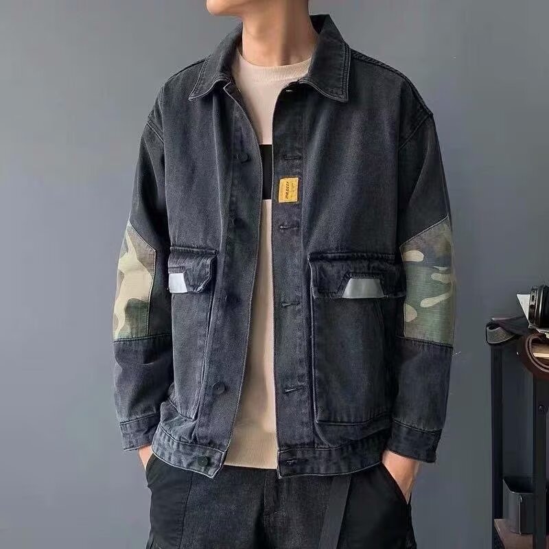 Demi-season denim men's Japanese retro universal camouflage jacket