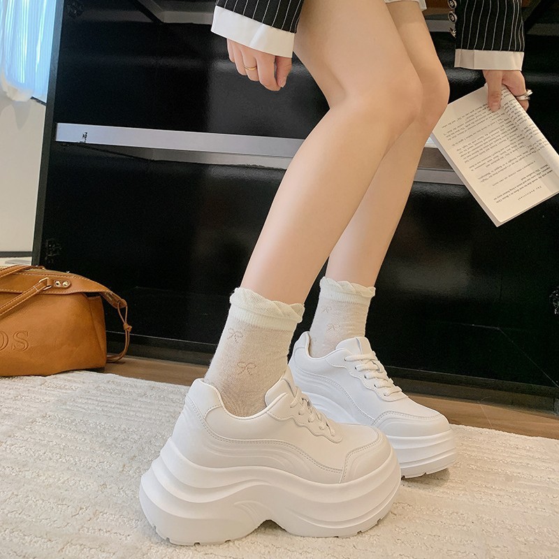 松糕厚底小白鞋女2025新款秋季百搭小个子增高7CM白色休闲鞋女款|undefined