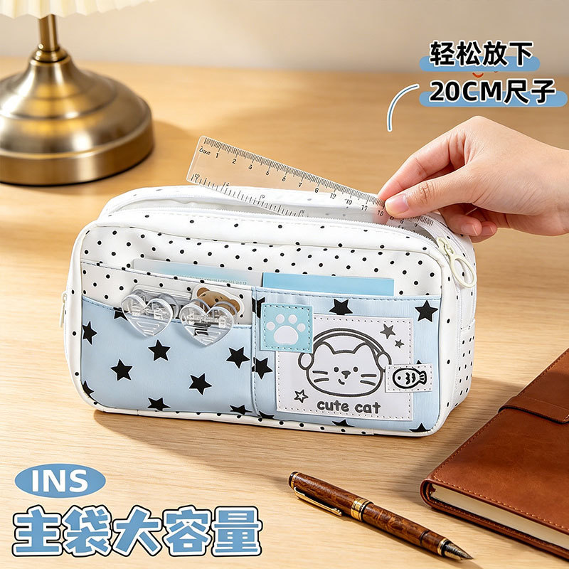 Japanese-Style Polka Dot Pencil Case Large Capacity Stationery Box 2026 New Model Ins Style Student Storage Bag Cute Pencil Bag Japanese-Style Polka Dot Pencil Case Large Capacity Stationery Box 2026 New Model Ins Style Student Storage Bag Cute Pencil Bag
