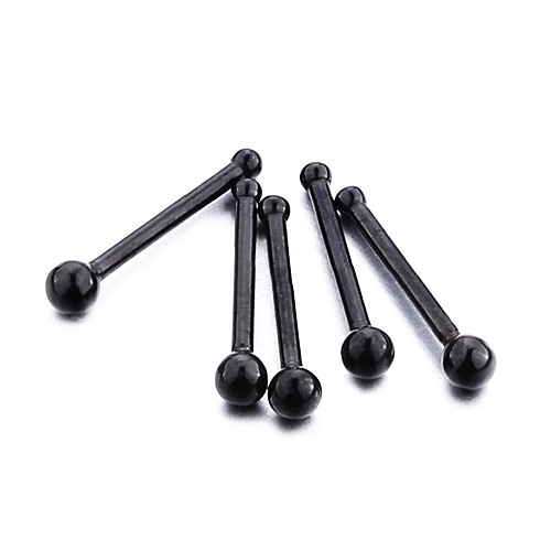 Haste reta de titânio com esfera redonda em aço inoxidável, brinco pequeno para nariz, mini brinco invisível em formato de osso para cuidados com o furo da orelha, disponível internacionalmente._voghion.com
