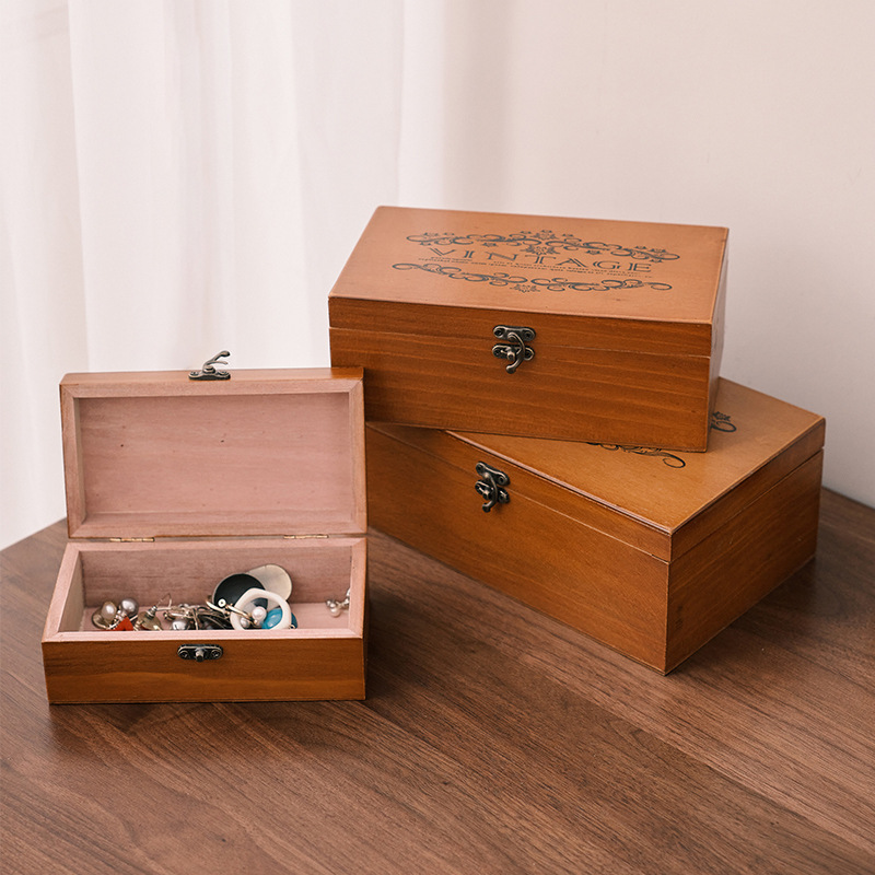 Wooden retro storage box