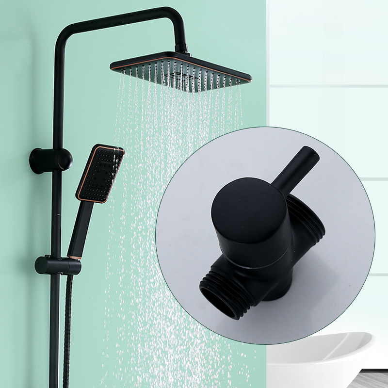 Medio Oriente transfronterizo bañera ducha traje de ducha caliente y frío cobre negro ingeniería estilo fábrica al por mayor ducha de latón