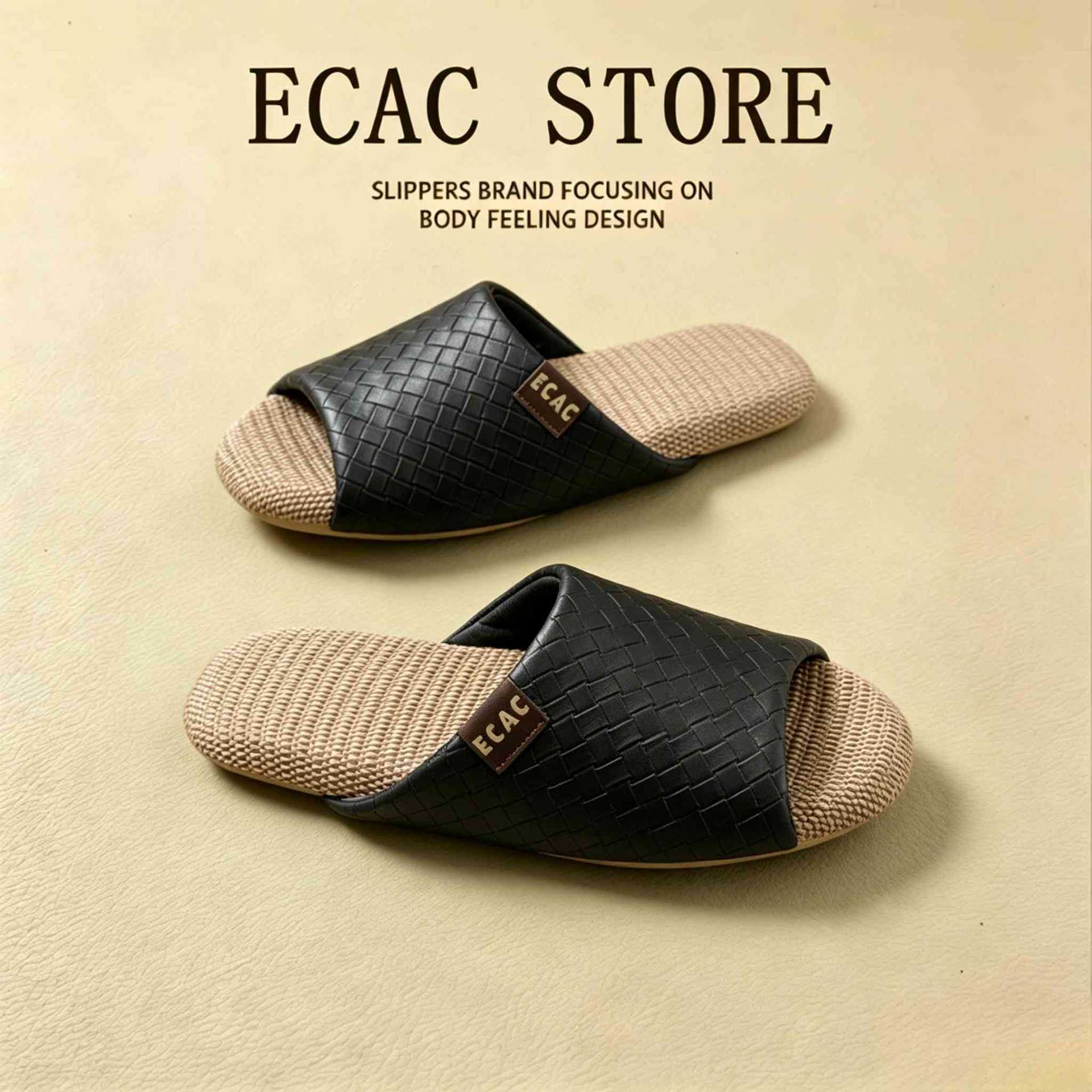 Men's linen slippers for all seasons, indoor non-slip, odor-resistant, silent, breathable, soft-soled cotton-linen home slippers for women