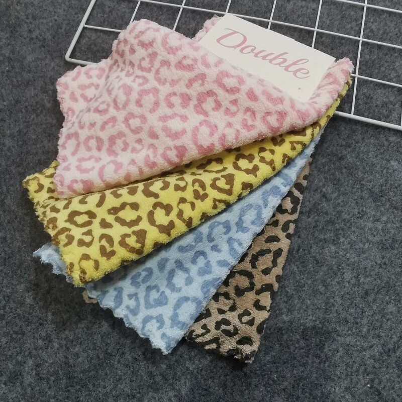 New Leopard Print Scouring Pad Double-Use Home Cleaning Four-Pack Kitchen Dishwashing Cloth Lint-Free Small Towel