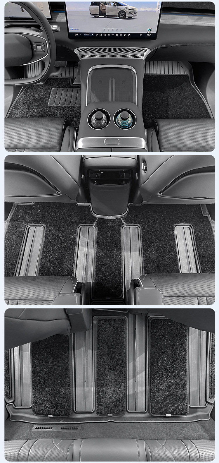 Suitable for 23-26 Models of Xpeng X9 Cars, Special Tpe Floor Mats for Left and Right Steering, Trunk Mat, and Backrest Cushion