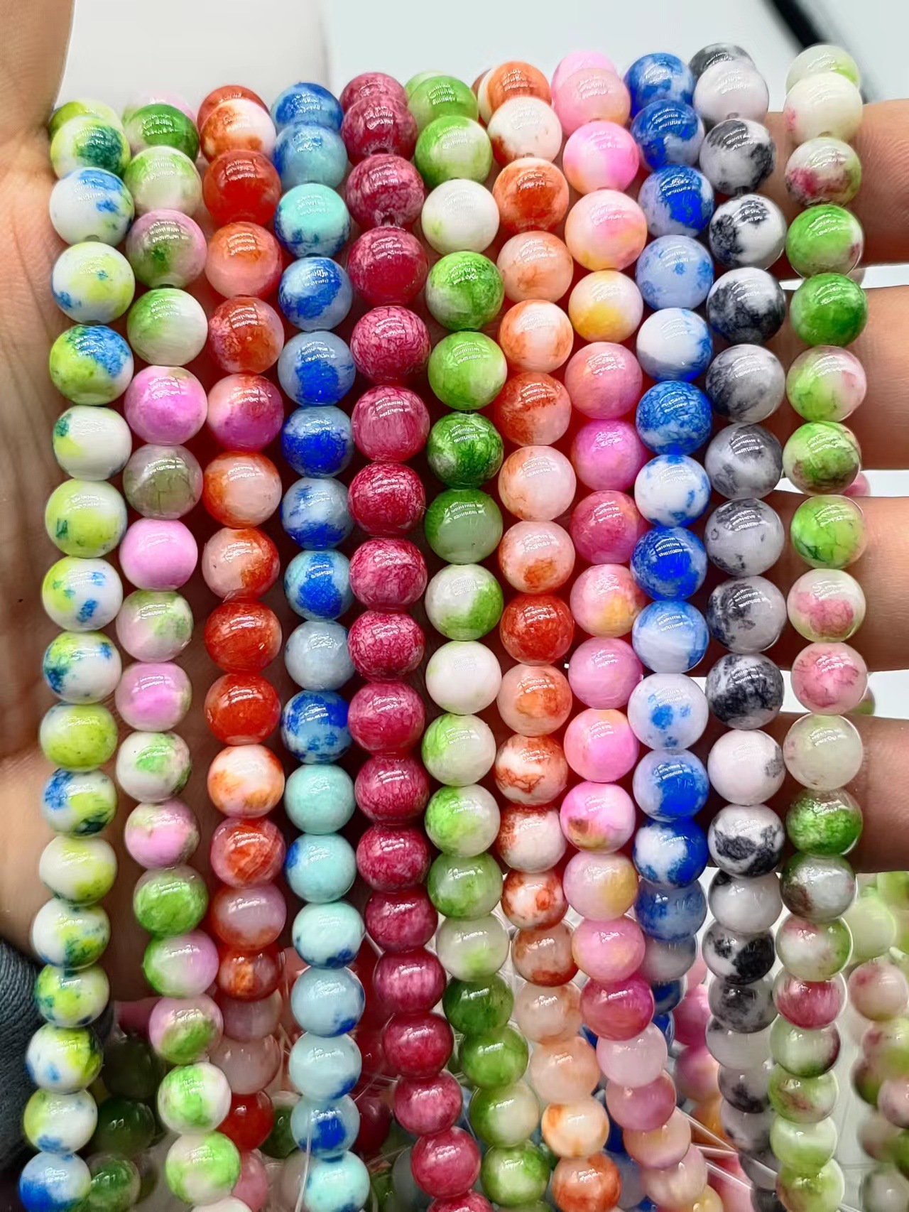 Women's Sweet Pink Persian Jade Bead Necklace, New Model, Decorative Bracelet Accessories with Pink Jade Round Beads