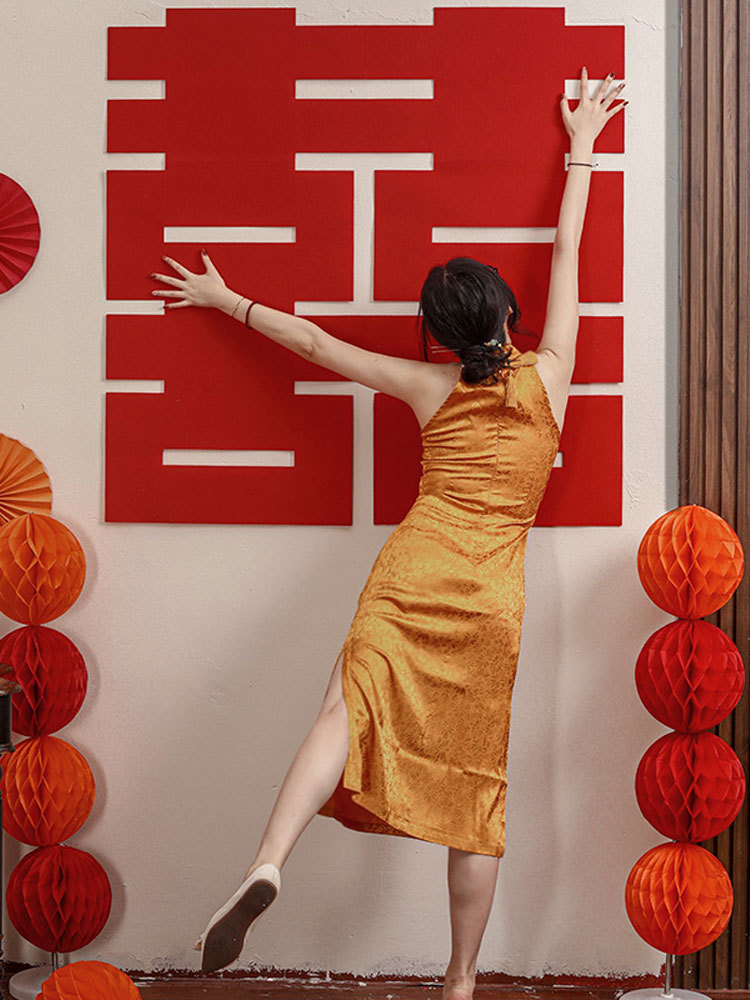 Wedding-exclusive "Xi" character stickers&mdash;large-size "Xi" door and wall stickers for wedding room decoration and decor&mdash;comprehensive wedding supplies.