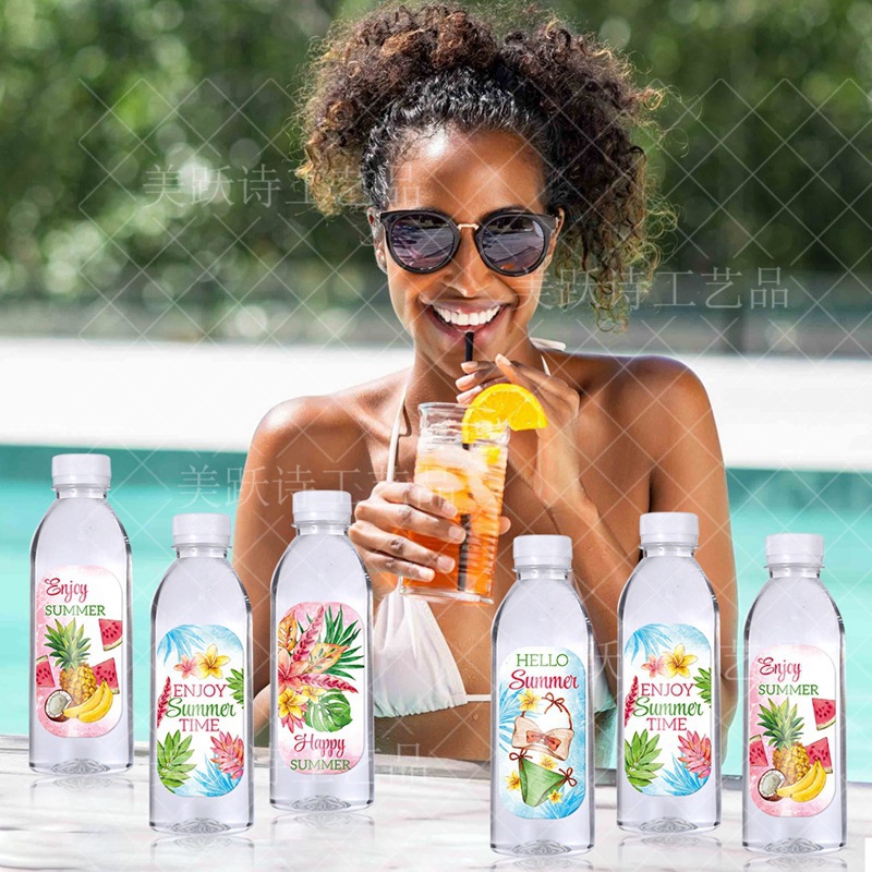 Amazon Hawaii Party Decoration Water Bottle Stickers etiquetas de verano Beach Party Decoration Stickers