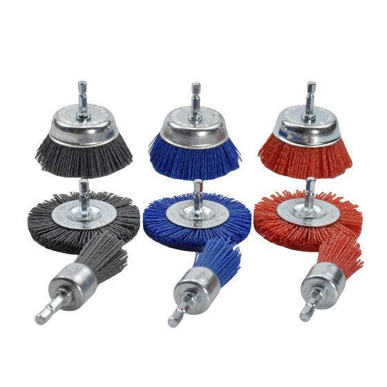 Cross-border Hot Sale Nylon Wire Grinding Head with Handle Grinding Wire Brush Redwood Furniture Deburring Hexagon Handle Grinding suit