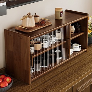 Cabinet Layered Storage Rack Cupboard Transparent Door Kitchen Storage Cabinet Desktop Storage Cabinet Countertop Coffee Storage Cabinet