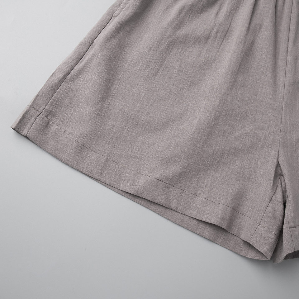 Bộ cardigan dài tay kèm quần short cotton màu trơn phong cách đơn giản — Màu cam, Màu hồng, Màu hồng nhạt, Màu trắng chi tiết 30