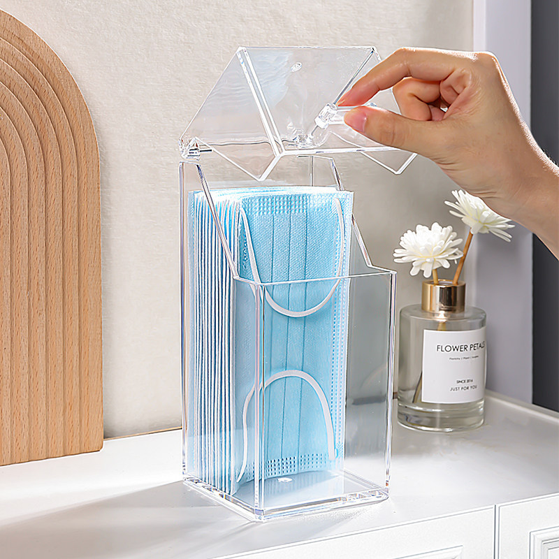 Mask Storage Box for Home Use, Large Capacity Desktop Organizer, Portable Disposable Children's Face Mask Dustproof Mask Box