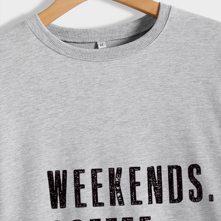 Fines de semana café Amazon en stock cuello redondo moda letras más tamaño Otoño e Invierno manga larga suéter