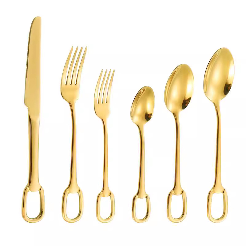 304 cubiertos de acero inoxidable cuchillo y tenedor cucharas de bucle creativo cuchillo y tenedor de filete occidental cucharas de postre set de tenedor