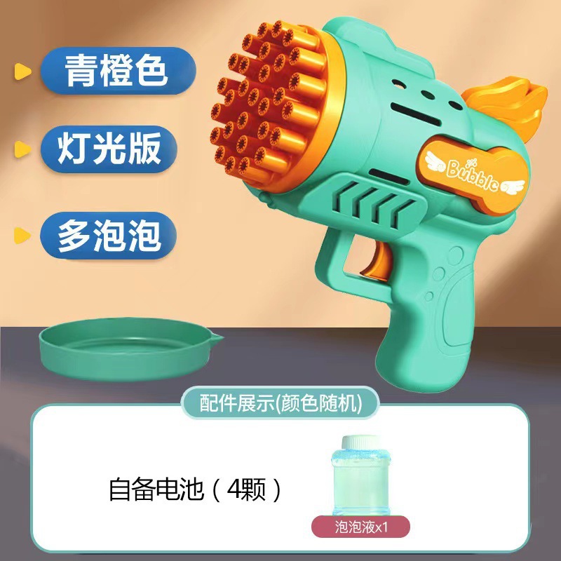 Pistola de burbujas de 29 hoyos, máquina de burbujas automática, juguetes para niños Gatling porosos de mano, puestos callejeros al por mayor