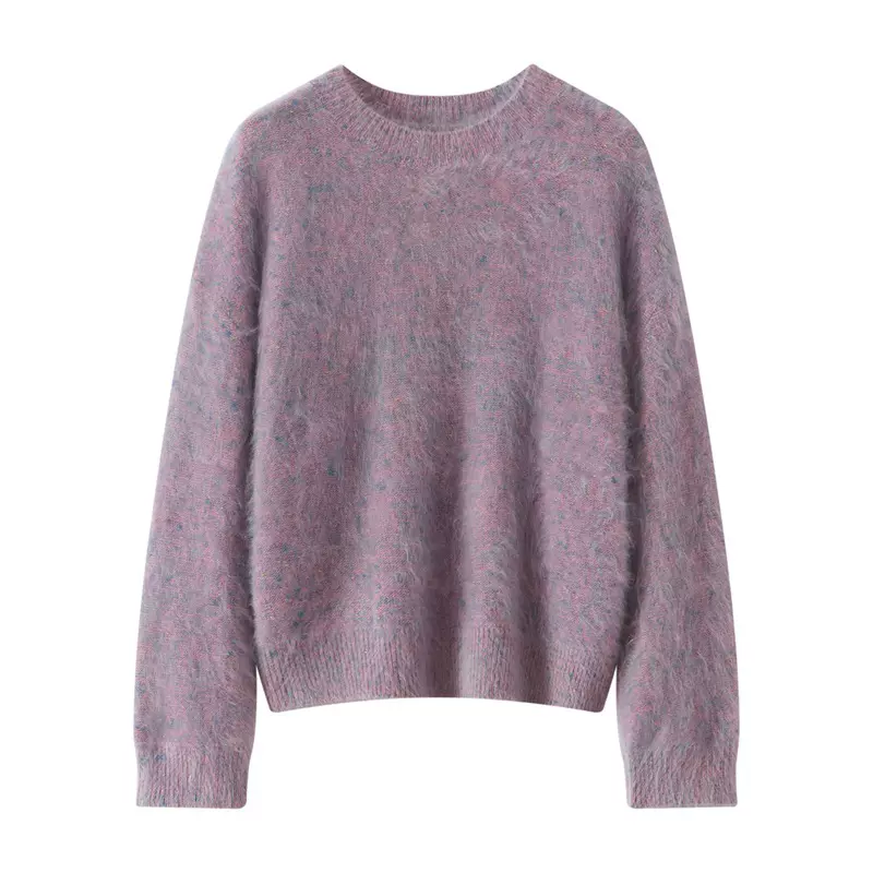 金豆豆拉绒加厚圆领羊绒衫女式新款100%纯山羊绒长袖毛衣套头衫