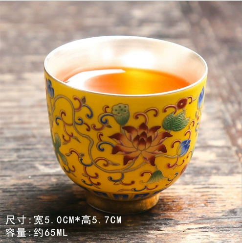 Jinglongtang 999 серебряная чайная чашка, полностью ручная работа, кунг-фу чайная чашка из стали и керамики, серебряная вставка, мастеровая одиночная чашка для дома