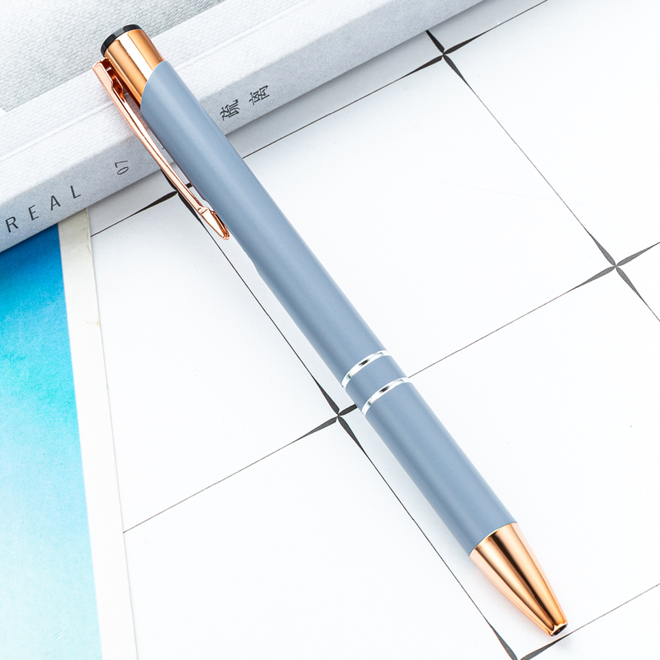 Metal bolígrafo de presión dos bobinas de aluminio barra de pluma de negocios puede imprimir logotipo publicitario regalo bolígrafo promocional fábrica al por mayor