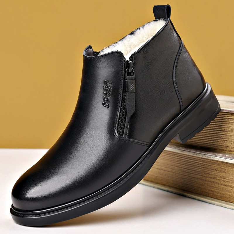 Челси сапоги мужские зимние шерстяные теплые хлопчатобумажные туфли