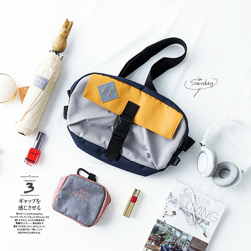 Sun Earth & u Bolso bandolera japonés Bolso de pecho Riñonera Tela Oxford anti-salpicaduras de agua de tres uso Transporte de ocio callejero urbano