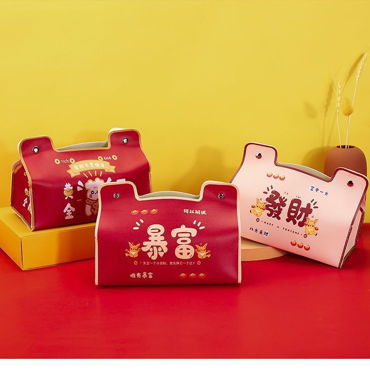 Año nuevo lindo nacional moda caja de pañuelos hogar de alta apariencia caja de pañuelos impermeable dormitorio coche sala de estar caja de pañuelos universal