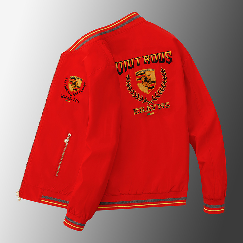 Live Broadcast Popular Porsche Jacket Casual Baseball Collar Embroidered Jacket Spring and Autumn European Jacket