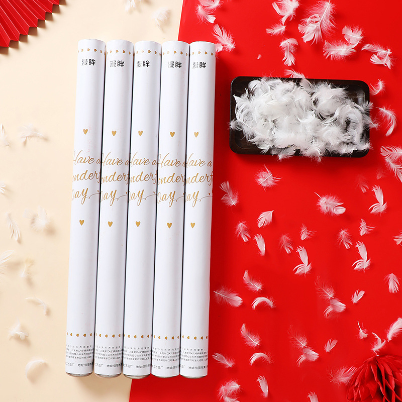 White Feather Confetti Cannon for Weddings, Starry Sky Spray Fireworks, Live Broadcast Room Confetti Cannon, Grand Opening Celebration, Petal Confetti White Feather Confetti Cannon for Weddings, Starry Sky Spray Fireworks, Live Broadcast Room Confetti Cannon, Grand Opening Celebration, Petal Confetti