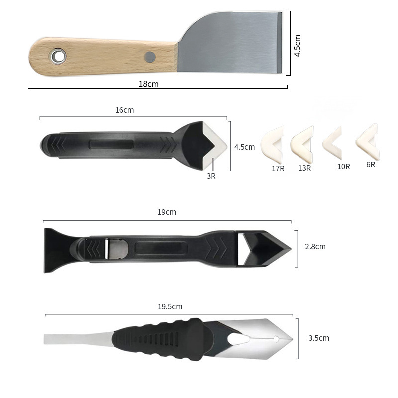 阴角玻璃胶抹铲胶器 角度刮板清除残胶美缝工具多角度跨境八件套A