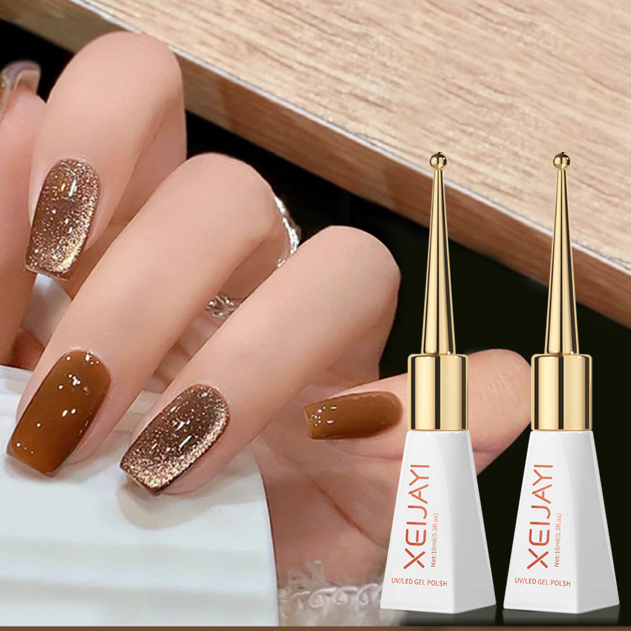 Nail Polish glue 2023 new autumn and winter popular caramel series cat eye White two colors suit nail salon special