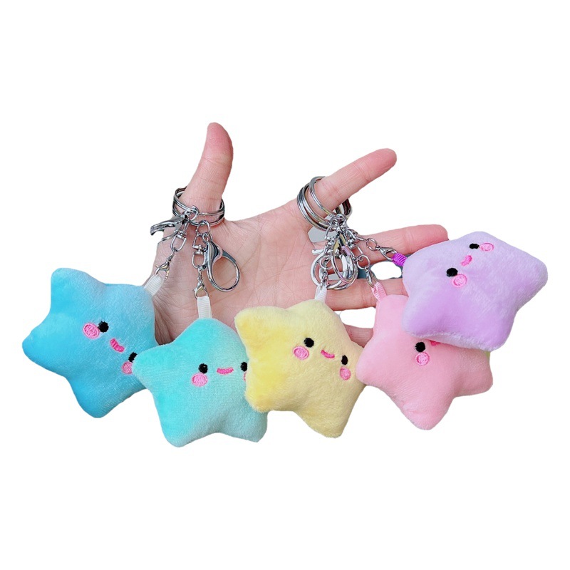 Creativa pequeña estrella llavero de peluche estrella mochila muñeca colgante muñeca juguete al por mayor