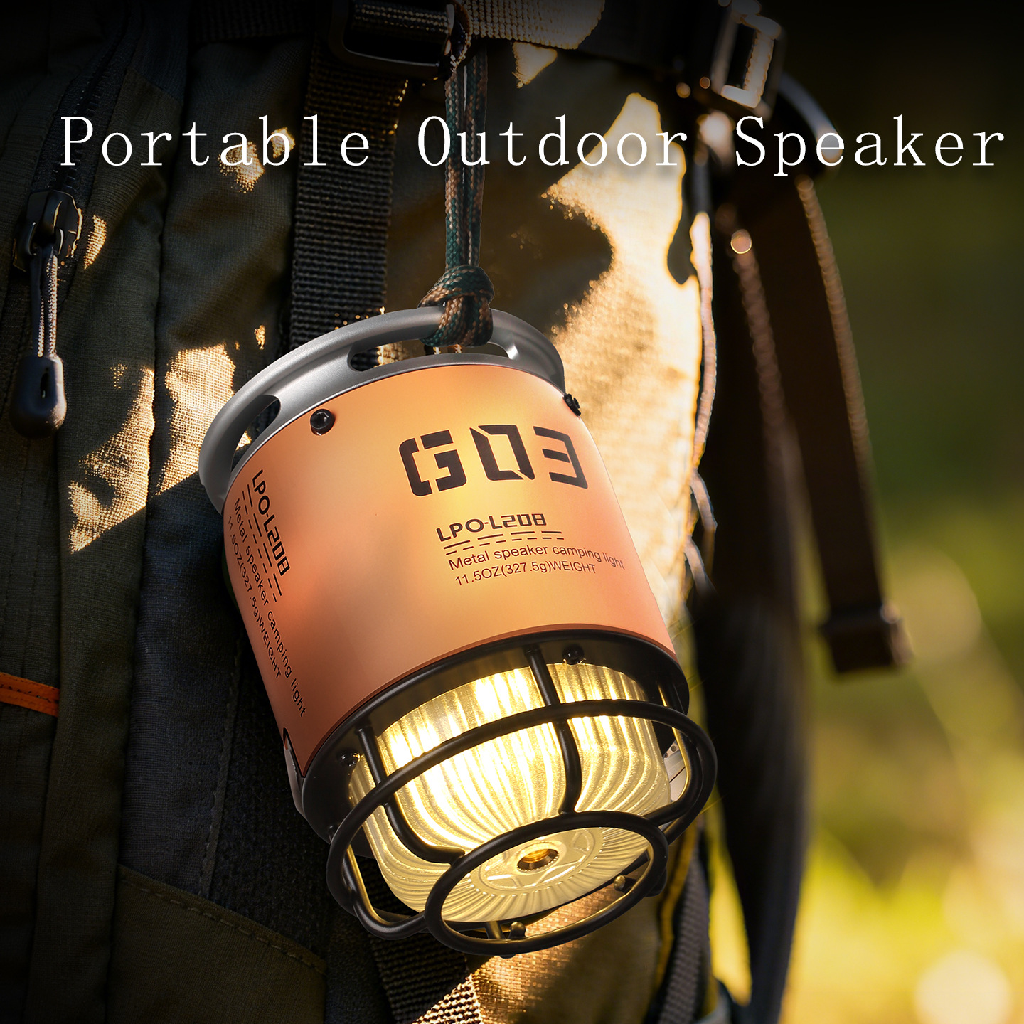 跨境户外蓝牙音响插卡迷你便携音箱露营氛围RGB拾光灯金属低音炮