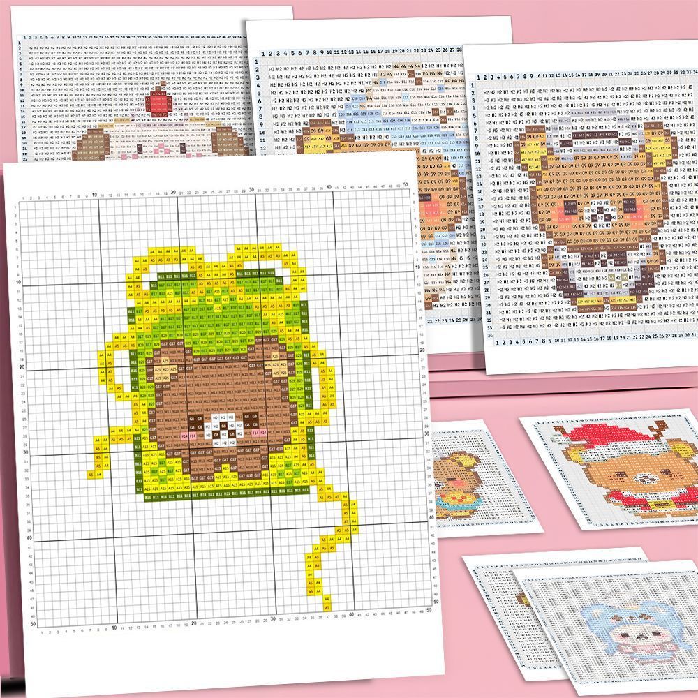 48 Stickers of Cute Bears, Handmade Bead Art Album, Easy and Fun Bead Art, Cute Creative Stickers