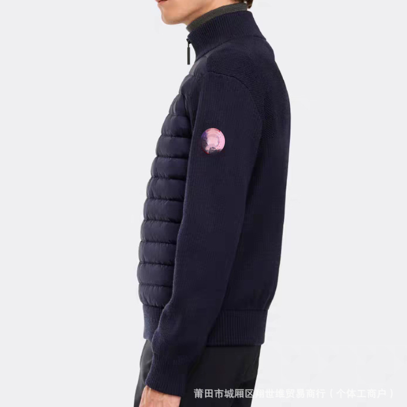 Men's Goose down Knit Jacket with Full Zipper, Lightweight down Knit Jacket, Canadian Style Thin Coat 6830m