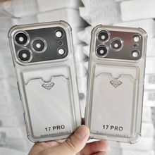 透明TPU卡包插卡手机壳适用IPHONE苹果11PRO四角气囊防摔精孔高透