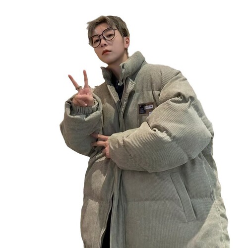 Linen velvet minimalist cotton jacket for men, American high-end workwear cotton coat, high street clean fit winter coat, trendy