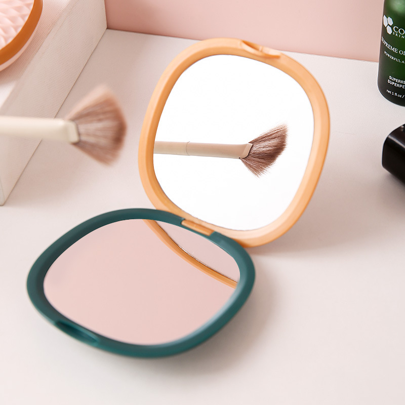Espejo de tapa cuadrada portátil de viaje espejo de doble cara de mano un lado ampliado espejo de princesa espejo de maquillaje plegable HD
