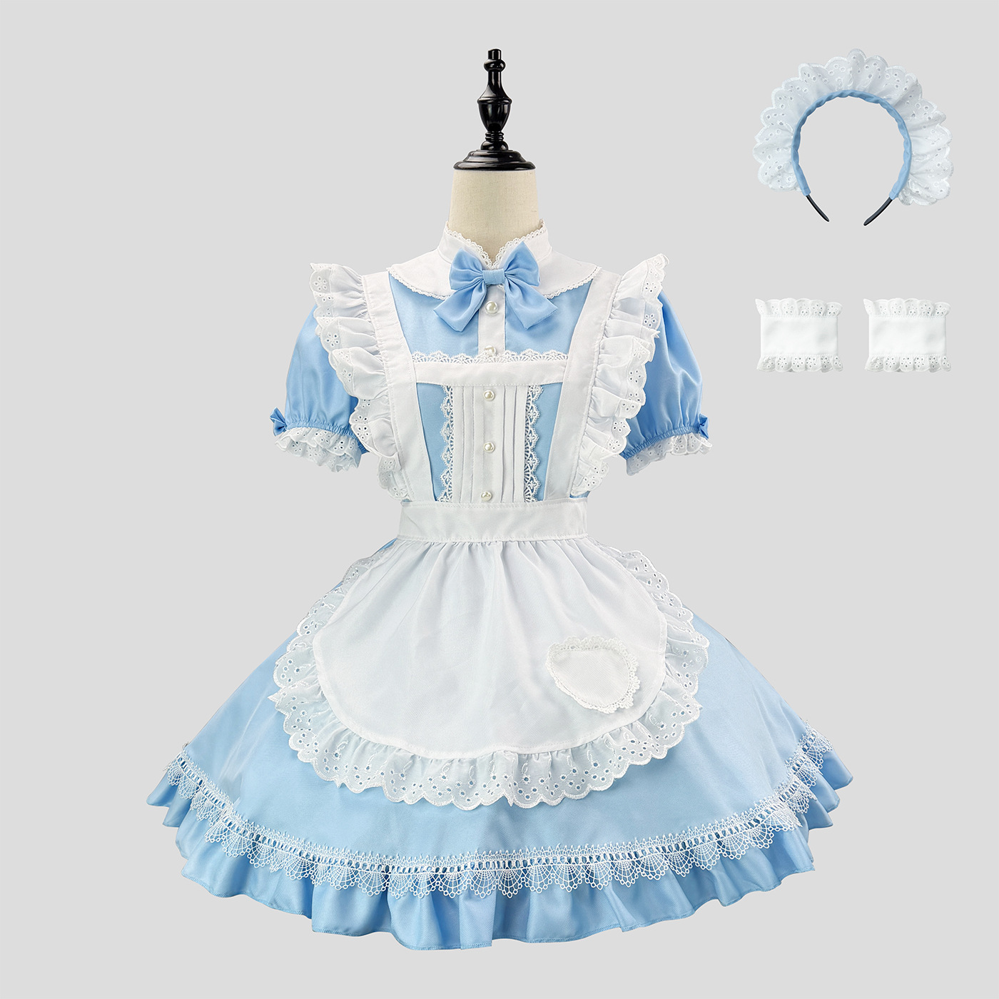 Original New Product Blue and White Alice Maid Outfit Cute Soft Girl Style Light Lolita Dress Cosplay Costume