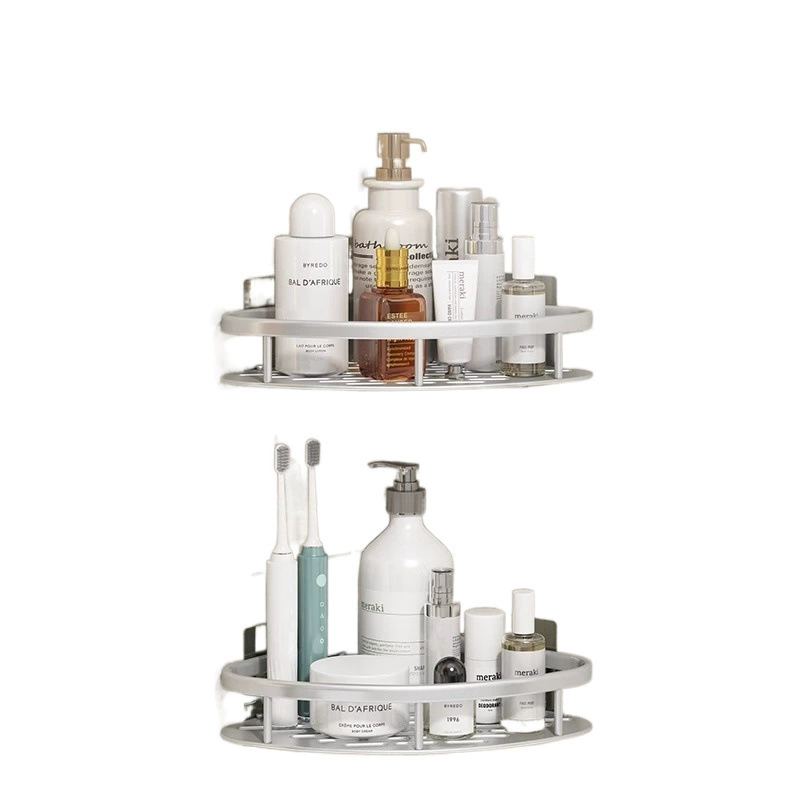 V9N Free Punching Bathroom Triangular Wall Shelf, Rust-Resistant Aluminum Storage Organizer