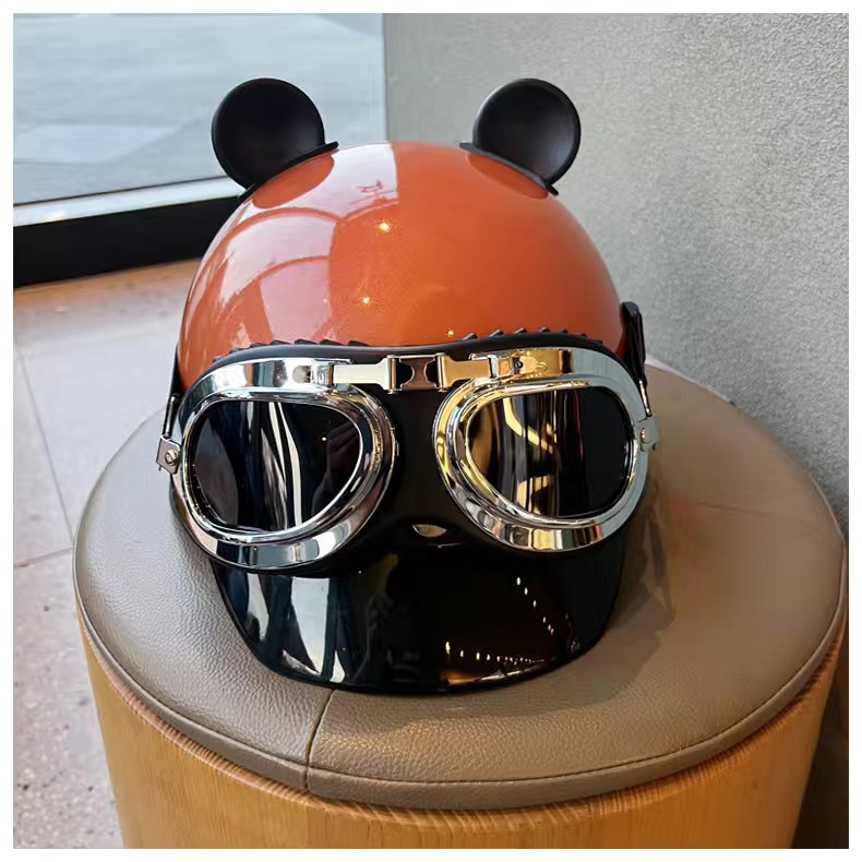 Suitable for Retro Helmets, 3C Certified, Personalized Men's and Women's Electric Vehicle Half Helmets, Universal for All Seasons, Summer Sun Protection and Safety
