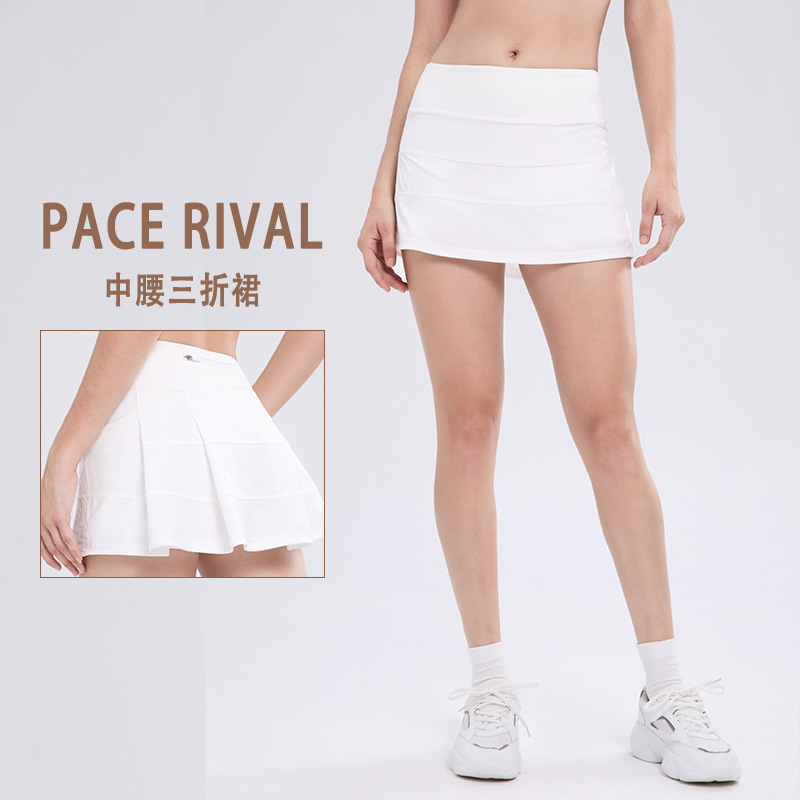 Pace Rival Mid-Waist Sports Skirt Anti-Exposure Quick-Drying Sports Skirt Running Fitness Yoga Wear Tennis Skirt