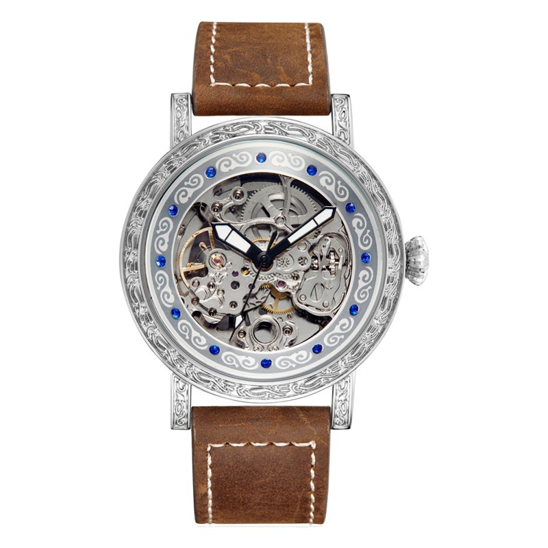 SHENHUA reloj de productos genuinos reloj mecánico automático de los hombres hueco impermeable vintage tallado moda estudiante reloj de los hombres