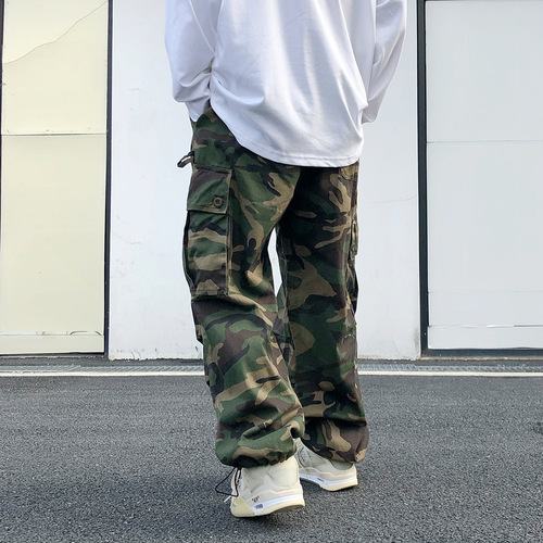 Spring and Autumn American Retro Military Camouflage Work Pants Ins European and American Straight-Leg Trendy Pants Men's Cool Long Pants