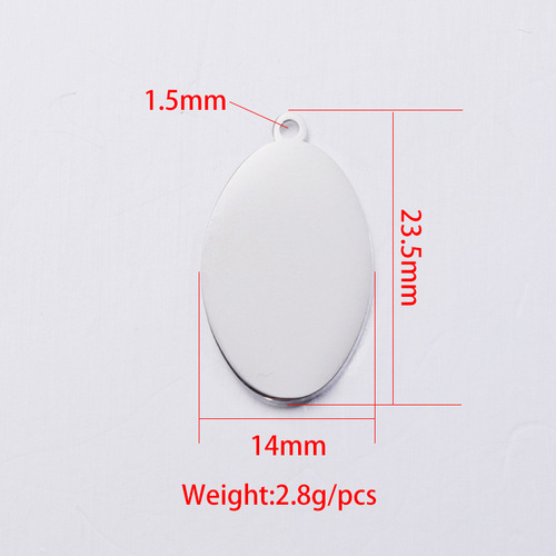 Hot selling mirror stainless steel outer hole geometric small hang tag diy oval laserable jewelry accessories